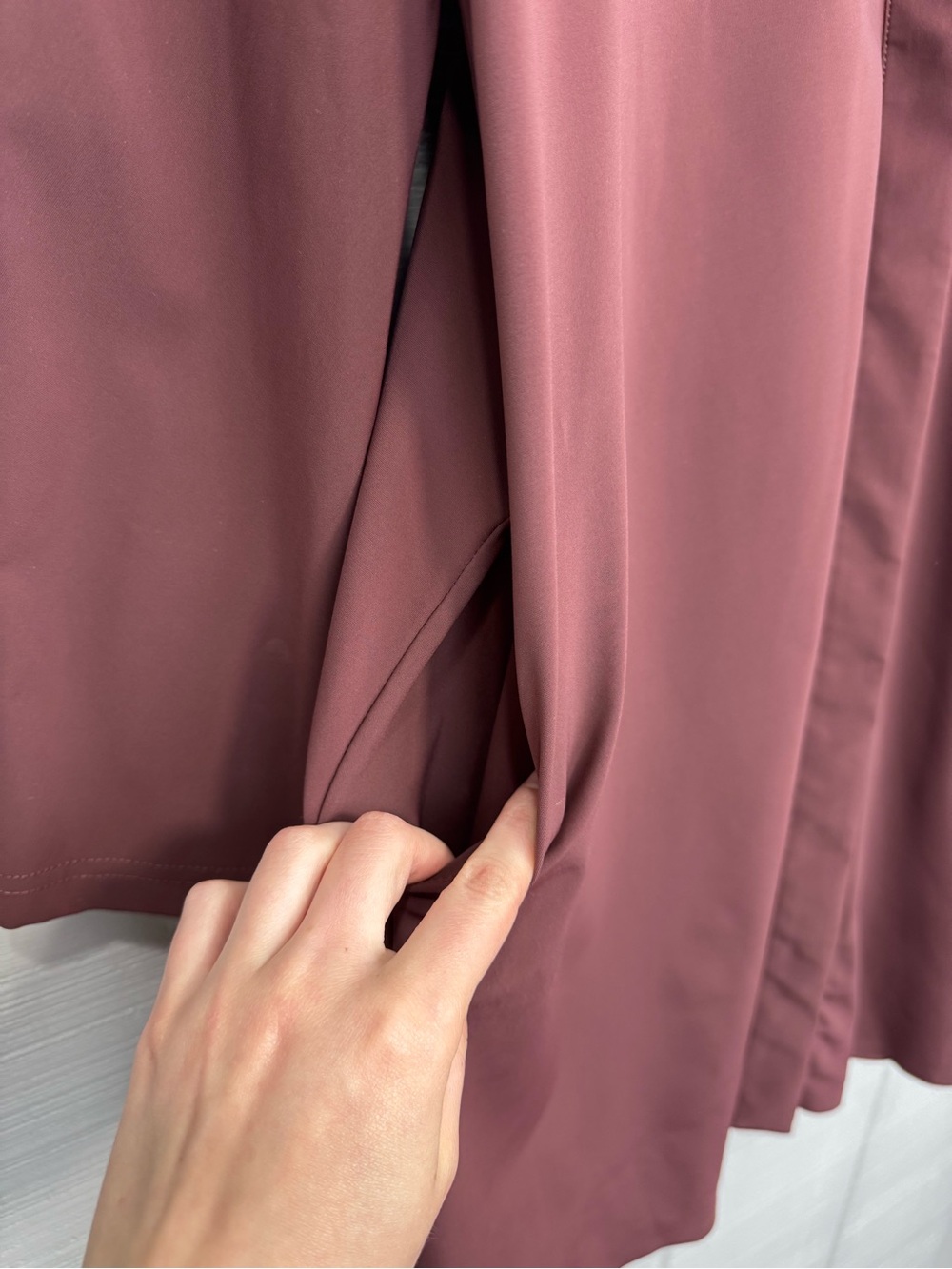 ADAY Something Borrowed Burgundy Long Sleeve Shirt Dress Snap Button Up M - Picture 7 of 8